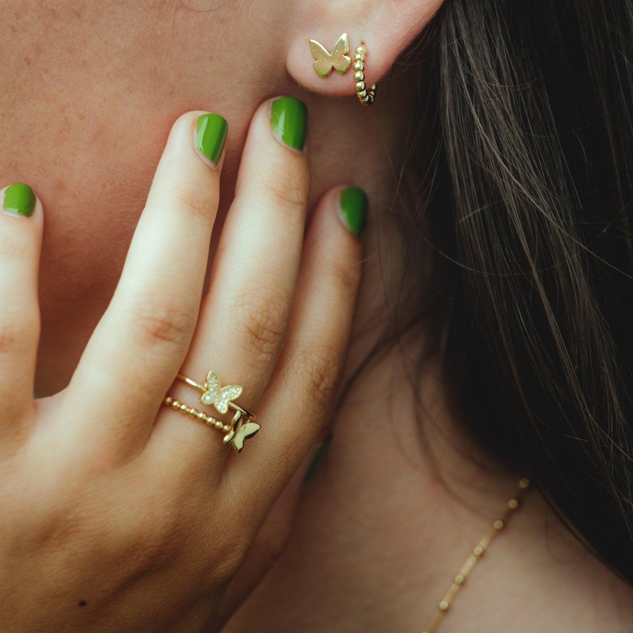 Golden Butterfly Adjustable Ring