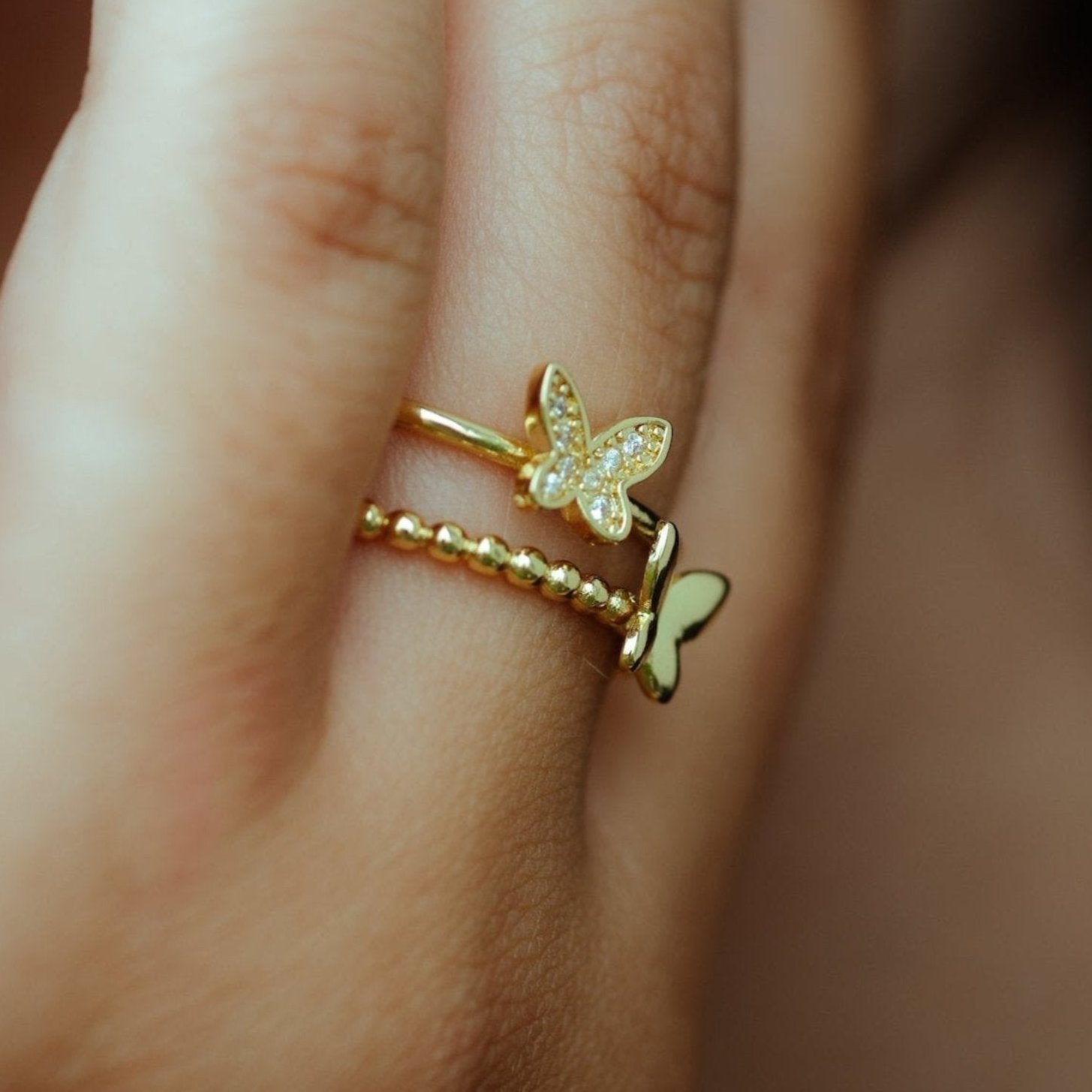 Golden Butterfly Adjustable Ring